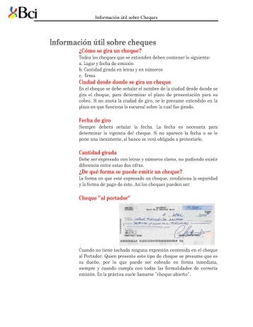 Â¿CÃ³mo utilizar y/o hacer un Cheque? - Bci