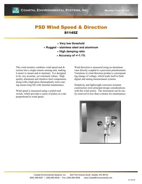 PSD Wind Speed & Direction - Coastal Environmental Systems