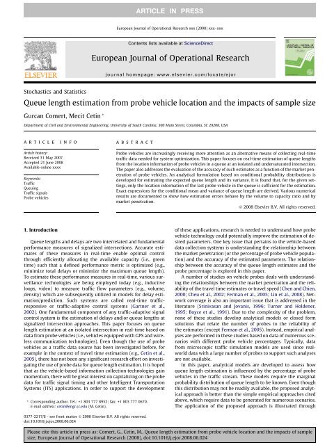 Queue length estimation from probe vehicle ... - ResearchGate