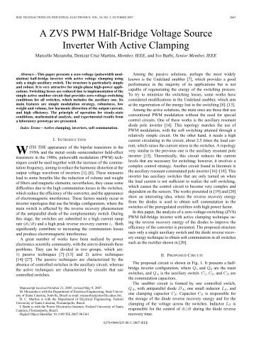 A ZVS PWM Half-Bridge Voltage Source Inverter With ... - Ivo Barbi