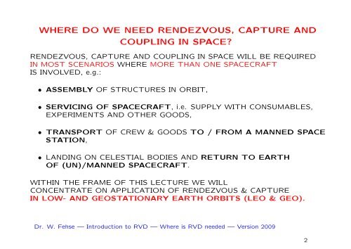 RENDEZVOUS AND DOCKING OF SPACECRAFT - ESA