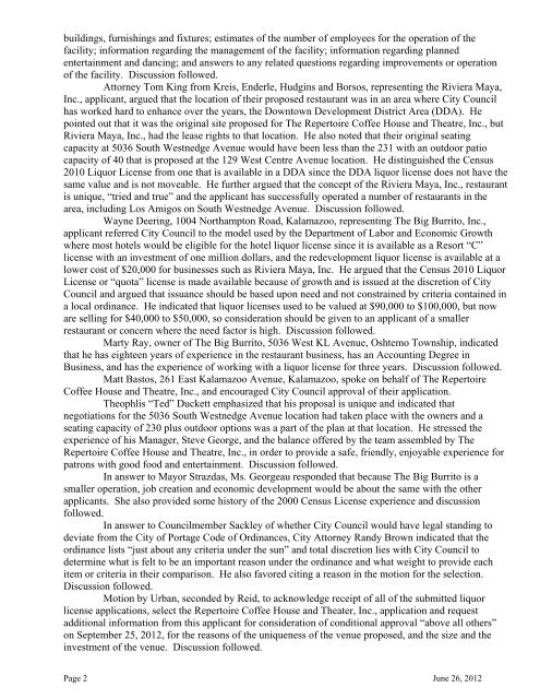 city council meeting minutes from november 20, 2007 - City of Portage