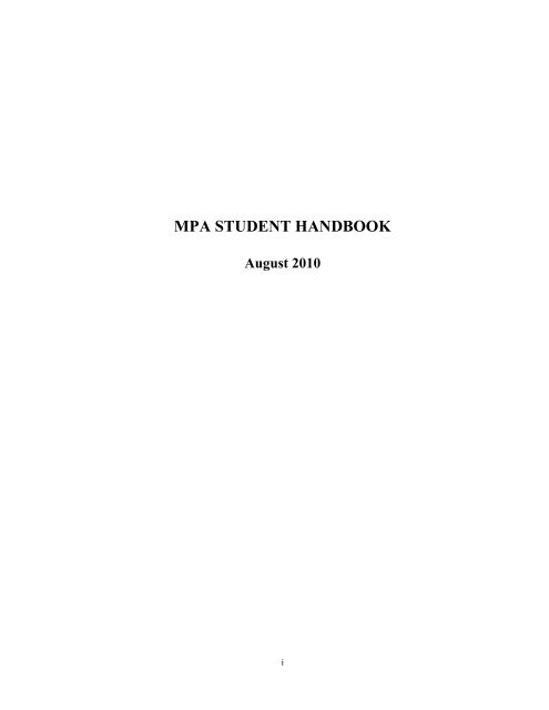 MPA Handbook - Mypage Web Server - Southern Illinois University