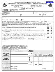 Employment application/personal information record this