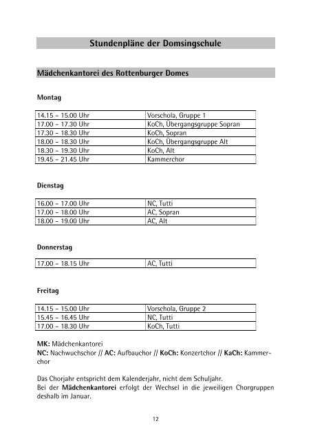 Gottesdienste im Dom - Domsingschule Rottenburg