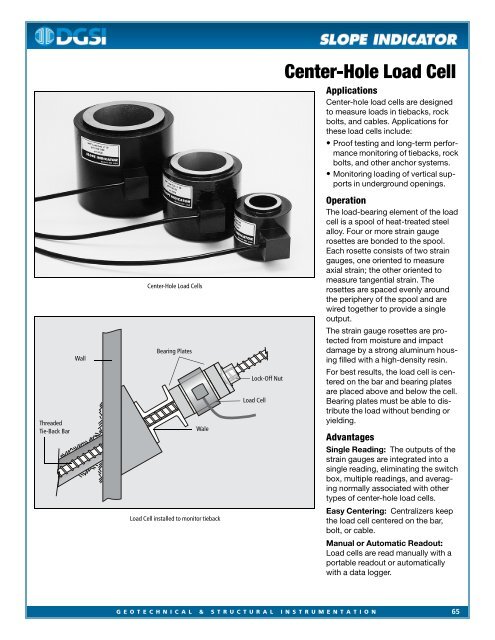 Center-Hole Load Cell - Slope Indicator