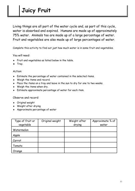 High School Water Conservation Booklet Name: - Bundaberg ...