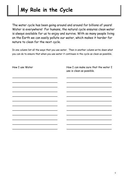 High School Water Conservation Booklet Name: - Bundaberg ...