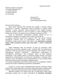 list do Prezesa Polskiej Akademii Nauk