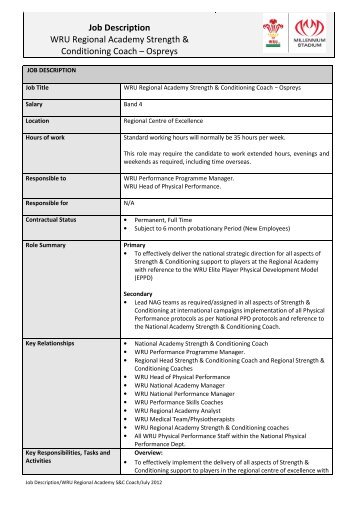 Job Description WRU Regional Academy Strength & Conditioning ...