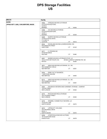 DPS Storage Facilities CONUS - United States Transportation ...
