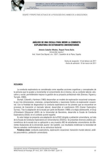 anÃ¡lisis de una escala para medir la conducta exploratoria ... - infad