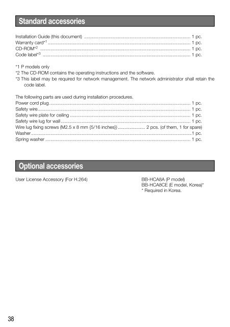 Panasonic WV-SP509 Installation Guide - Use-IP