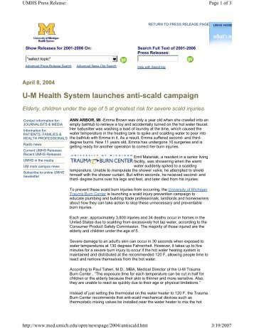 U-M Health System launches anti-scald campaign