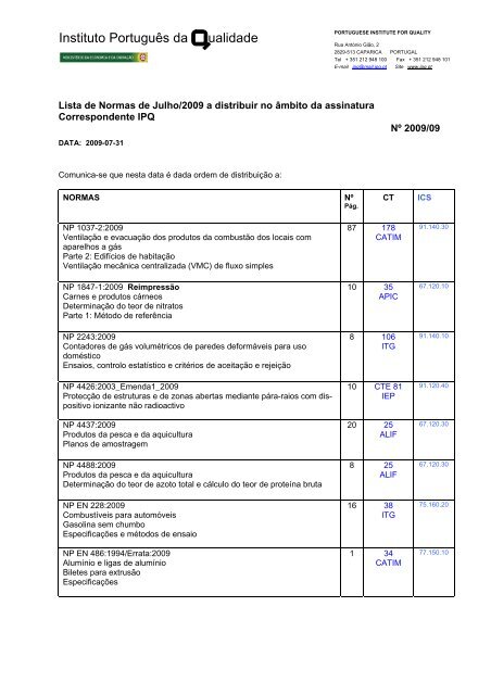 Normas de Julho - IPQ