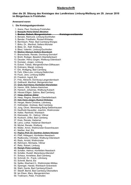 Niederschrift - Landkreis Limburg-Weilburg
