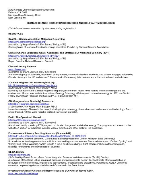 resources environmental science and policy program michigan