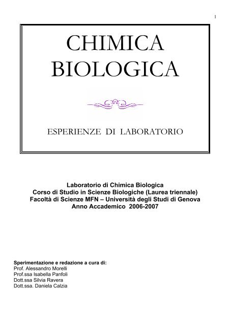 CHIMICA BIOLOGICA - Corso di Laurea in Biologia - Università ...