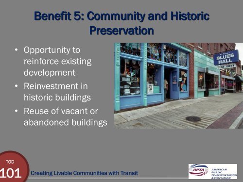 TOD 101 - Creating Livable Communities With Transit