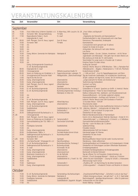 VERANSTALTUNGSKALENDER - Isenburger