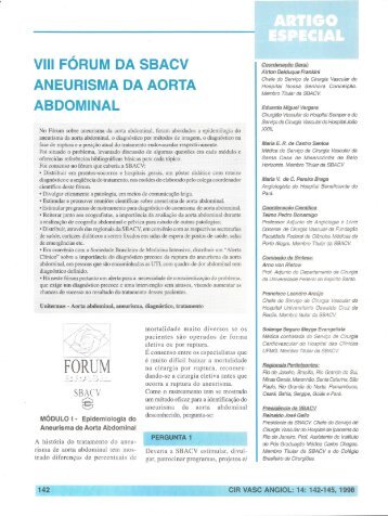 Fórum da Sbacv Aneurisma da Aorta Abdominal - Jornal Vascular ...