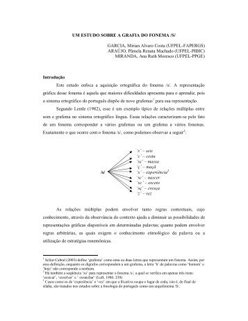 UM ESTUDO SOBRE A GRAFIA DO FONEMA /S ... - Celsul.org.br