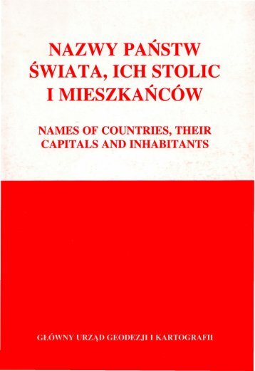 ÅWIATA, ICH STOLIC - KSNG Nazwy geograficzne