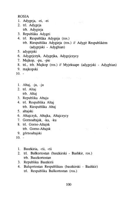 ÅWIATA, ICH STOLIC - KSNG Nazwy geograficzne