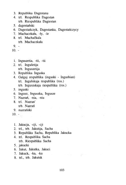 ÅWIATA, ICH STOLIC - KSNG Nazwy geograficzne