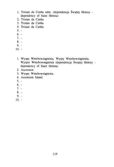 ÅWIATA, ICH STOLIC - KSNG Nazwy geograficzne