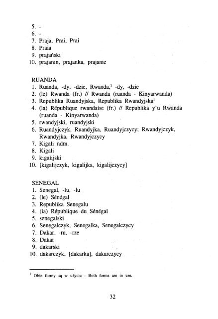 ÅWIATA, ICH STOLIC - KSNG Nazwy geograficzne