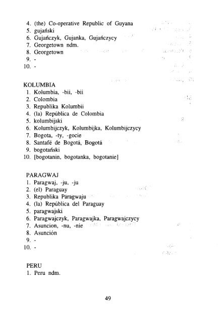 ÅWIATA, ICH STOLIC - KSNG Nazwy geograficzne