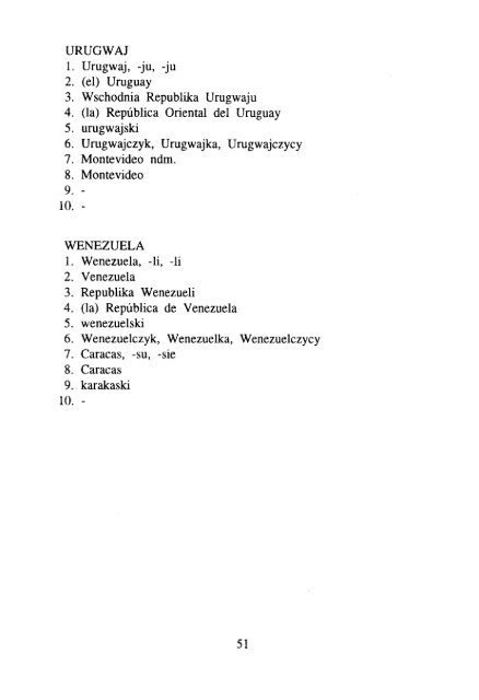 ÅWIATA, ICH STOLIC - KSNG Nazwy geograficzne