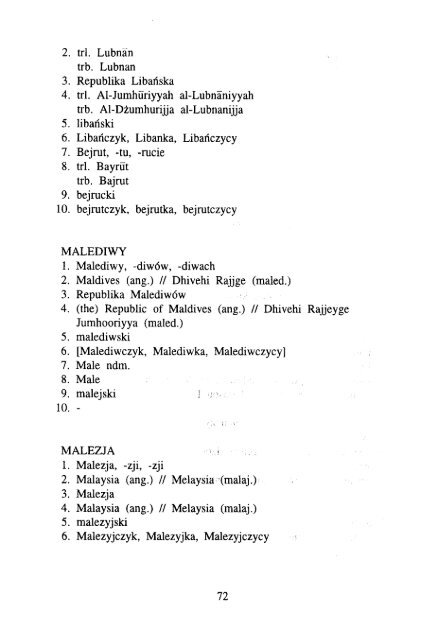 ÅWIATA, ICH STOLIC - KSNG Nazwy geograficzne