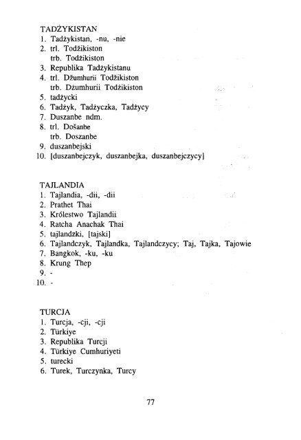 ÅWIATA, ICH STOLIC - KSNG Nazwy geograficzne