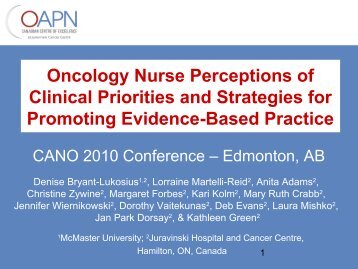 Oncology Nurse Perceptions of Clinical Priorities and Strategies for ...