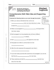 Comprehension Skill: Main Idea and Supporting Details - Houghton ...