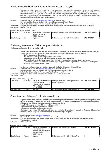 Fortbildungsangebote 2. Halbjahr 2011 - Institut für Lehrerfort- und ...