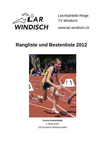 Rangliste und Bestenliste 2012 - LAR Windisch