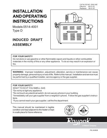 INSTALLATION AND OPERATING INSTRUCTIONS