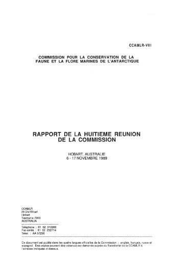 rapport - CCAMLR