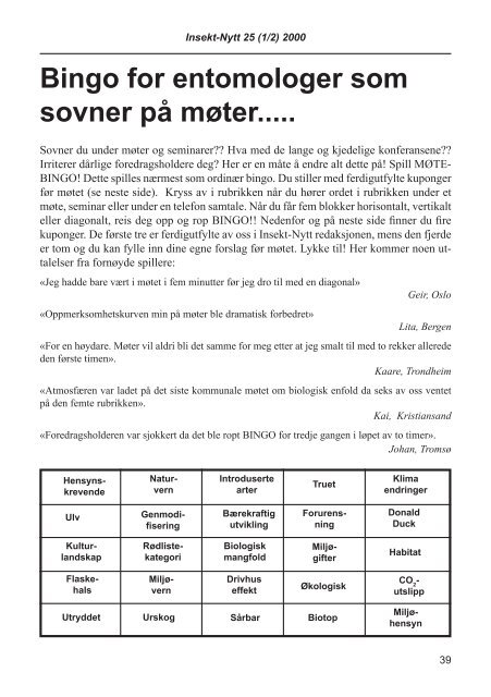 Insekt-Nytt Ã¢Â€Â¢ 25 - Norsk entomologisk forening