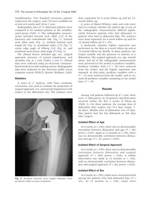 Hip Dislocation After Modular Unipolar Hemiarthroplasty