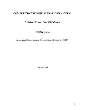 COMPETITION REGIME SCENARIO IN NIGERIA - cuts ccier