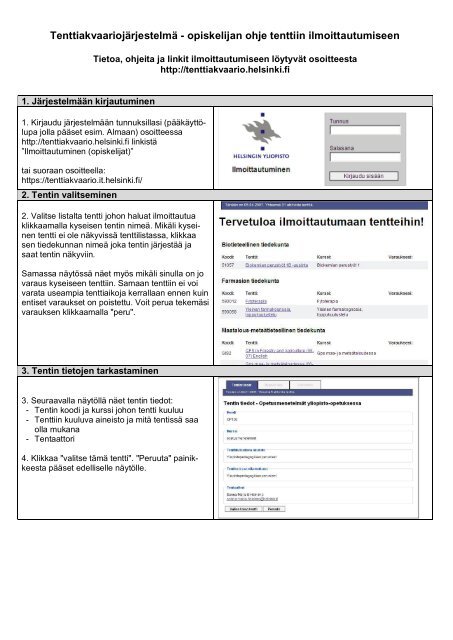 Tenttiin ilmoittautuminen - Helsinki.fi