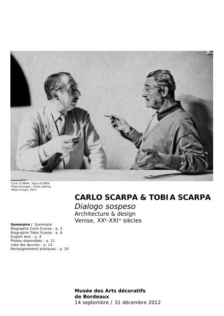 Carlo Scarpa, Tobia Scarpa : Dialogo sospeso au ... - Bordeaux