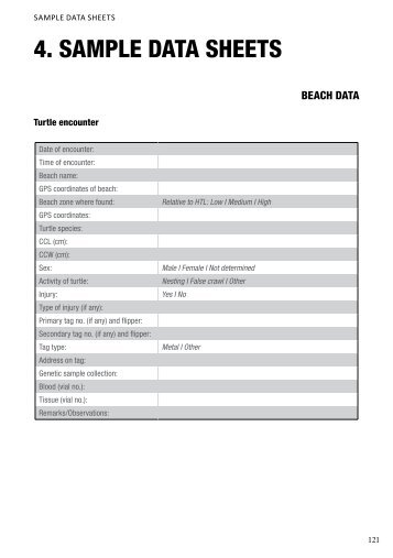 4. SAMPLE DATA SHEETS - Sea Turtles Of India