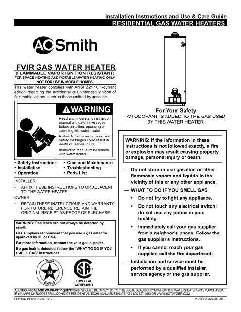 320386-001 - AO Smith Water Heaters