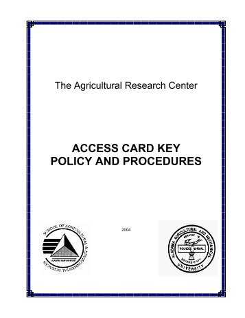 ACCESS CARD KEY POLICY AND PROCEDURES