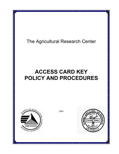 ACCESS CARD KEY POLICY AND PROCEDURES